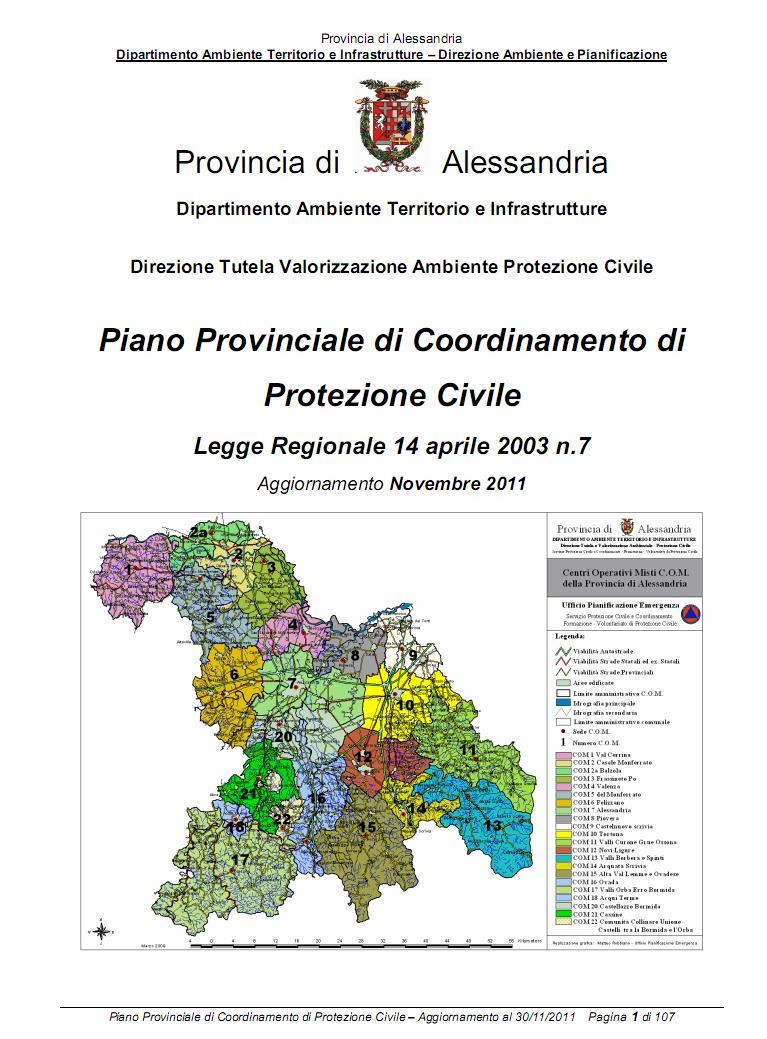 Piano Provinciale PC Prov AL front